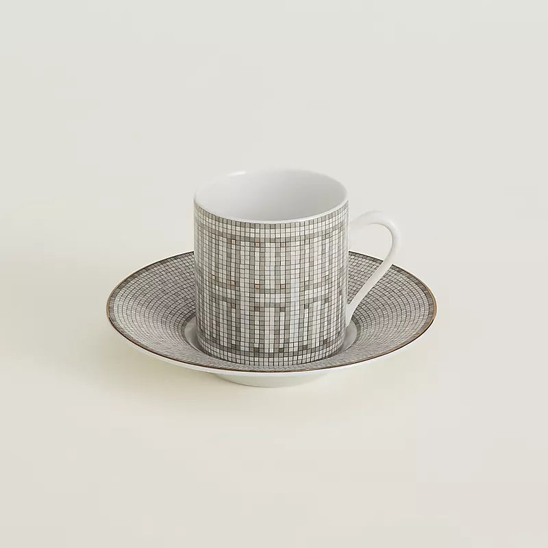 Tazzina da caffè con piattino in porcellana Silver